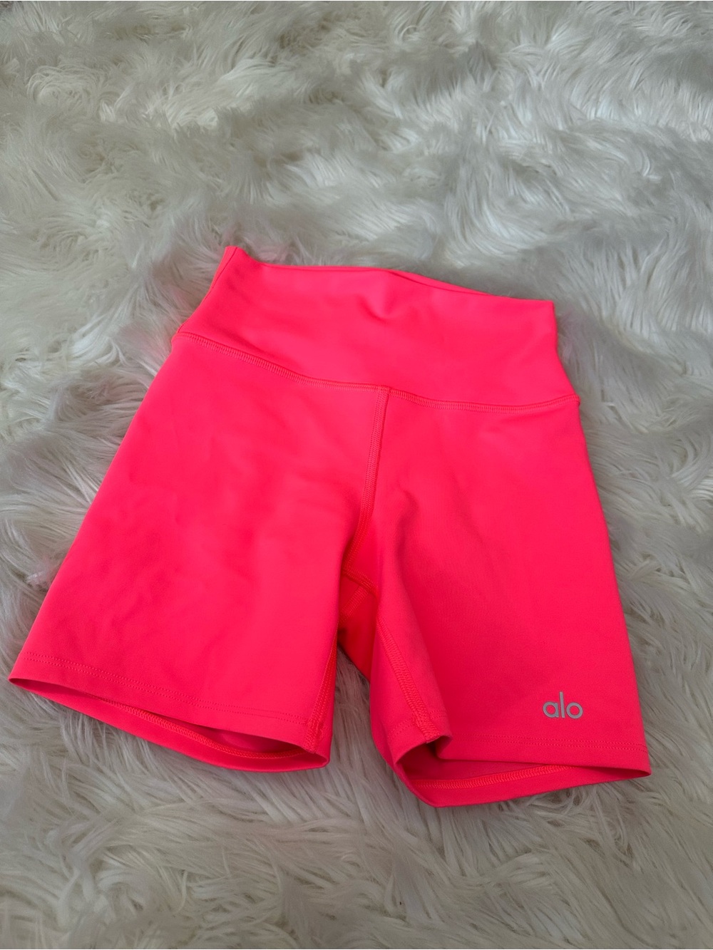 ALO Yoga Neon Pink High-Rise Bike Shorts